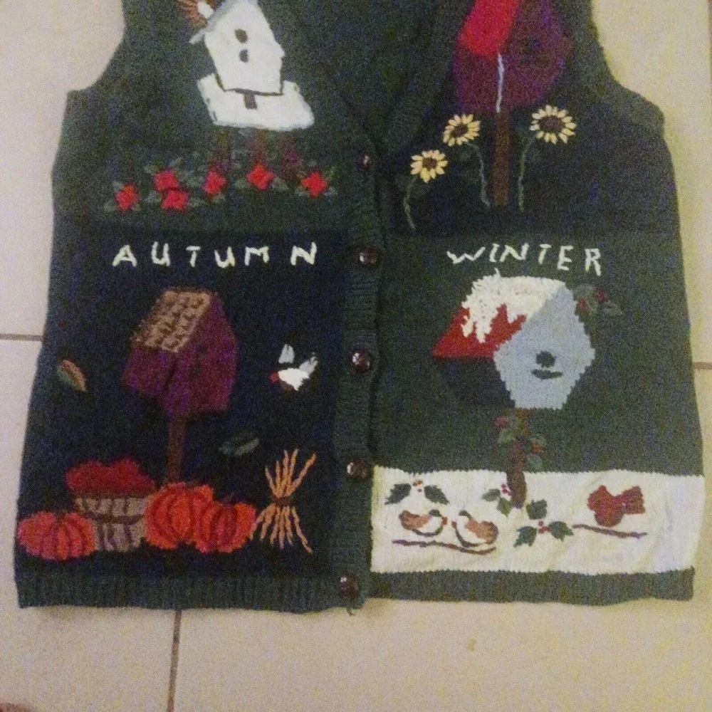 VINTAGE New Look Four Season Knitted Sweater Vest Size M - Picture 3 of 5